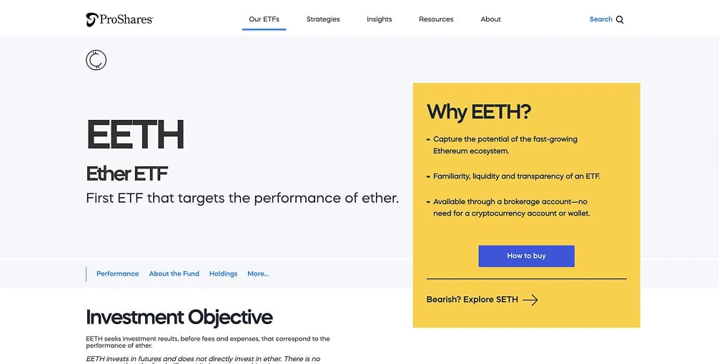 5. ETF ProShares Ether Strategy ETF EETH): el mejorETFFutures Ethereum