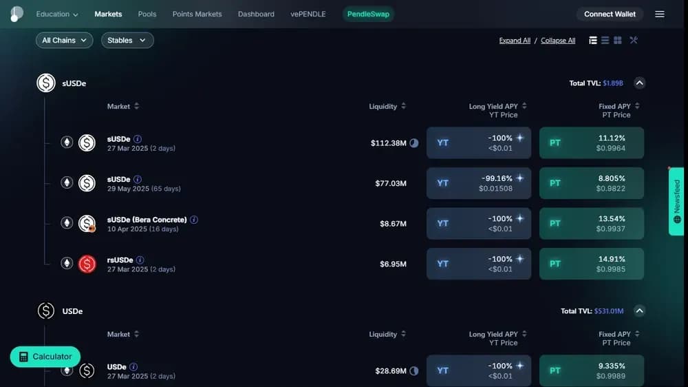 pendle finance stablecoin pools