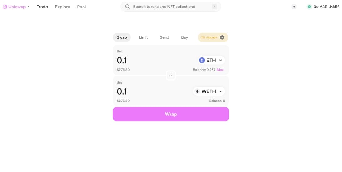 Wrap ETH to WETH