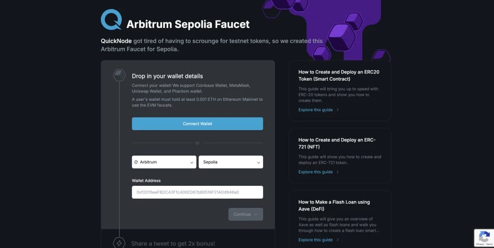ObtenirTestnet Arbitrum Testnet via un Faucet