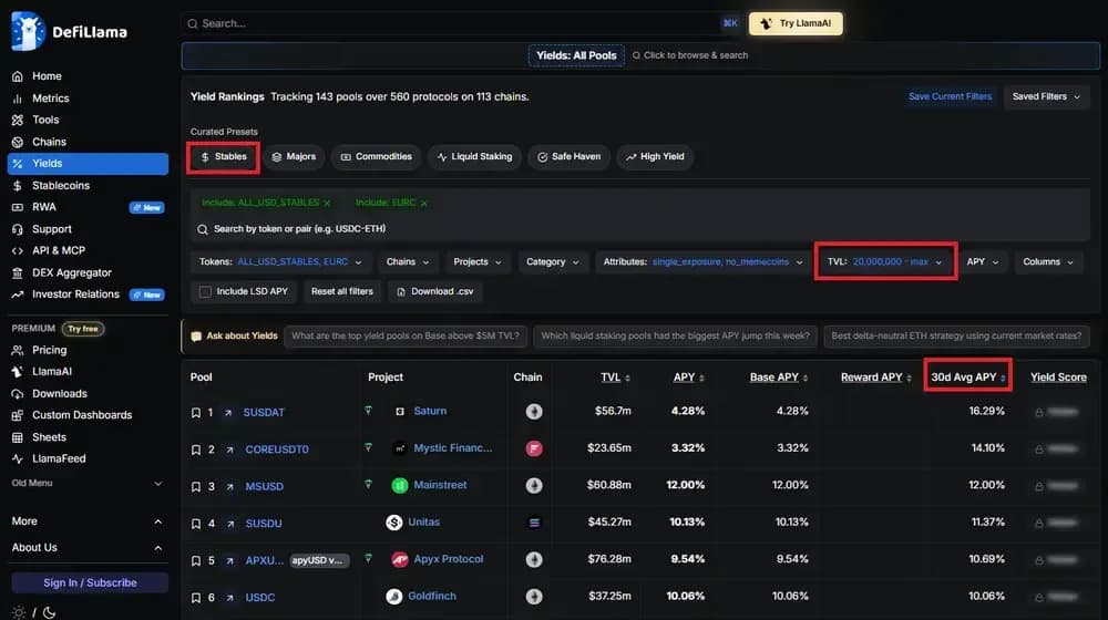 How to Find Stablecoin Pools With High APY