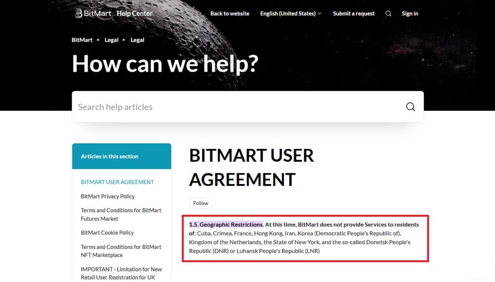 Which Countries Does Bitmart Restrict