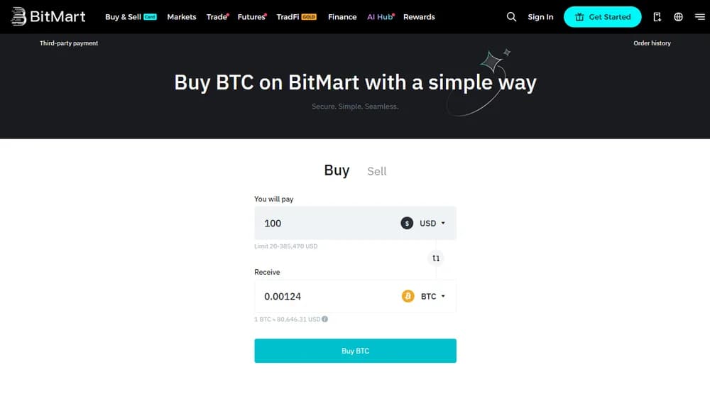 Buy Crypto With Fiat on BitMart