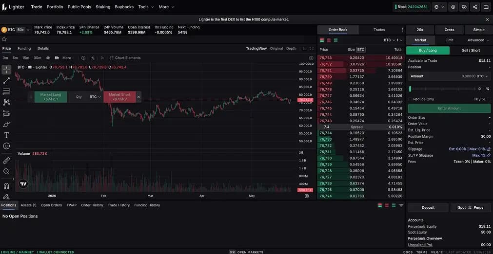 3. Lighter - True 0% Fee Perpetual DEX