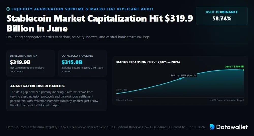 Stablecoin Market Capitalization Hit $319.9 Billion in June