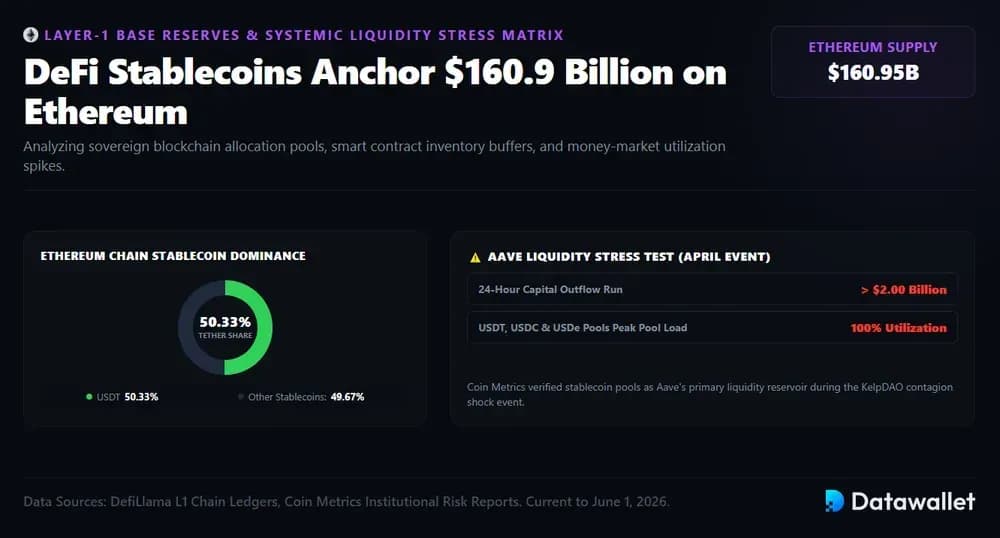 DeFi Stablecoins Anchor $160.9 Billion on Ethereum