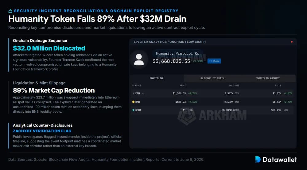 Humanity Token Falls 89% After $32M Drain