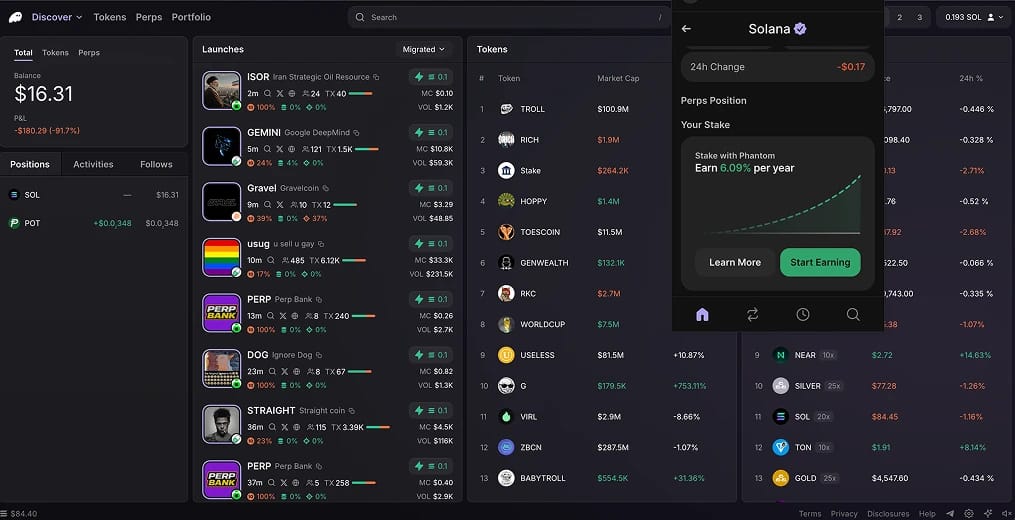 Phantom SOL Staking
