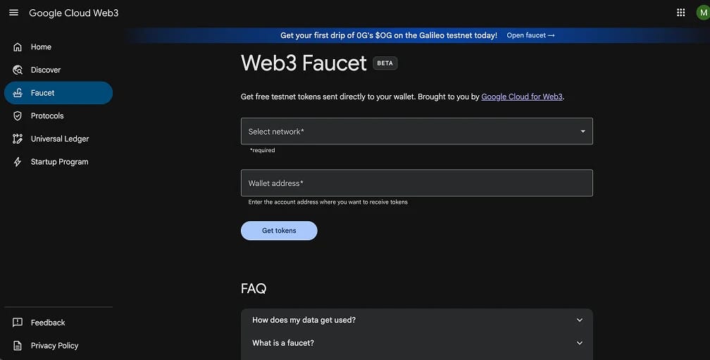 6. Google Cloud Web3 Faucet