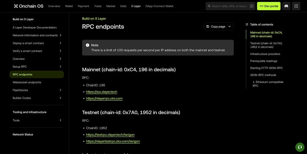 X Layer RPC ومعرف الشبكة Chain ID