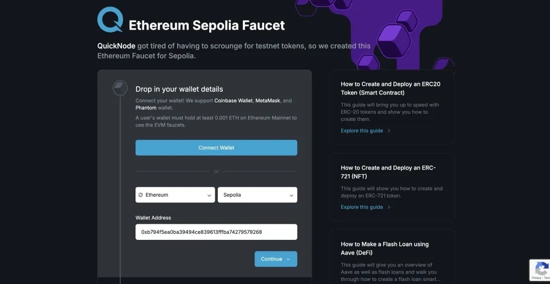 So erhalten Sie Sepolia Testnet-Token