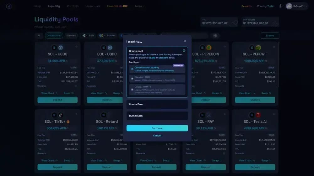 Einen Pool für einen neuen Token erstellen