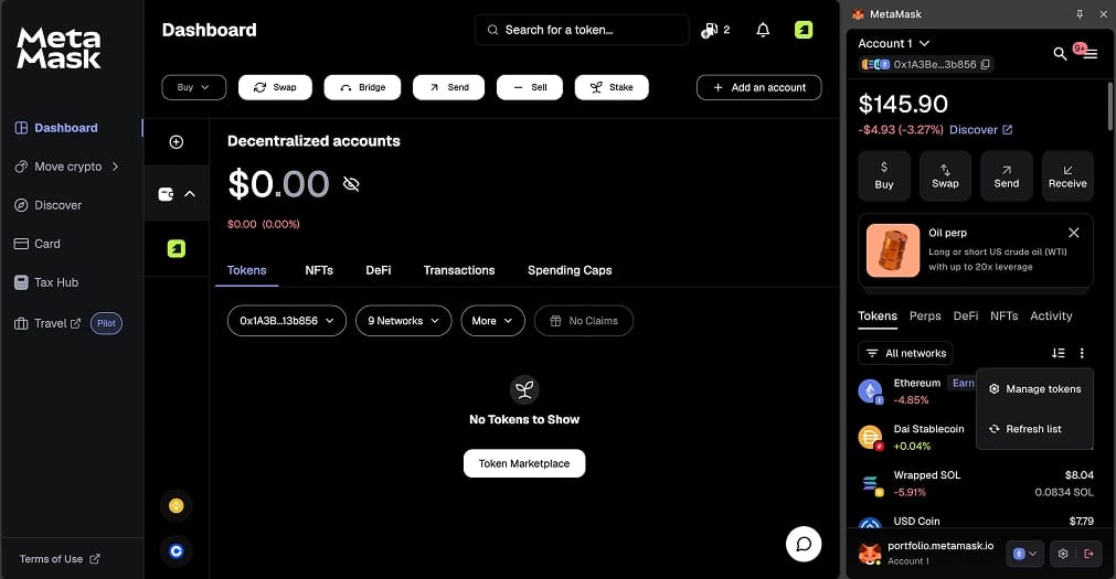 Aggiungi USDC a MetaMask